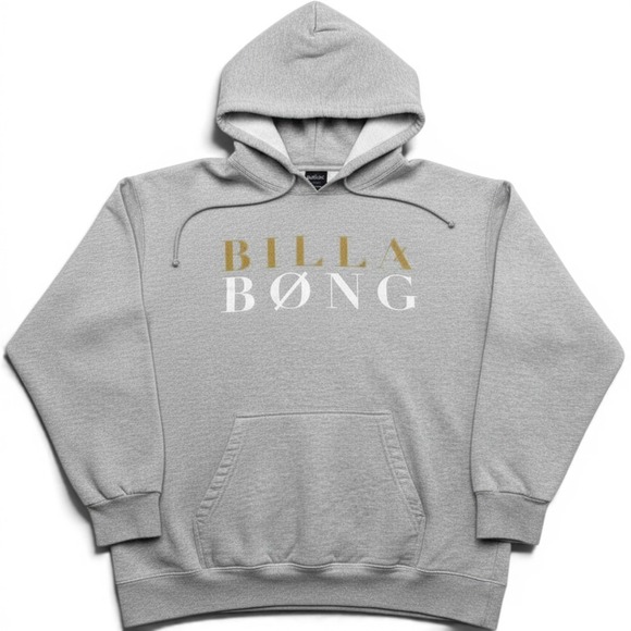 Billabong Other - Billabong Hoodie Men XL Gray Spellout Logo Pullover Sweatshirt Y2K Skate Surf